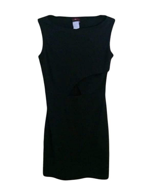 90s Sexy Black Triangular Cutout Bodycon Dress// … - image 3