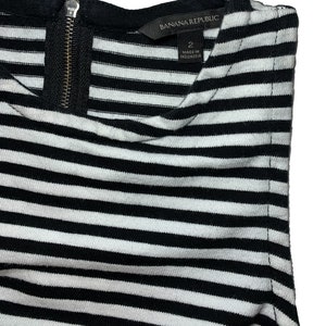 90s Banana Republic Knit Striped Black and White High Neck Top // Size 2 image 3