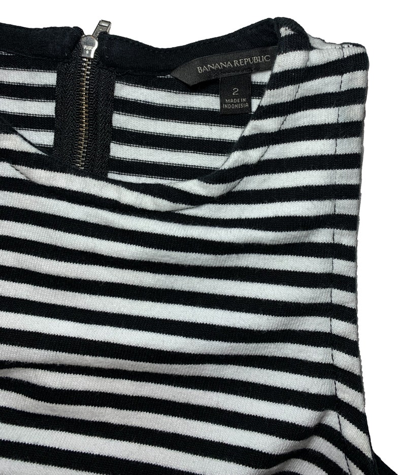 90s Banana Republic Knit Striped Black and White High Neck Top // Size 2 image 3