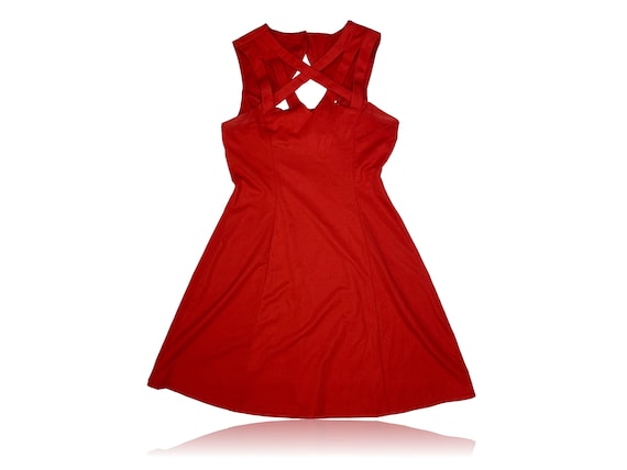 90s Vintage Caged Red Mini Dress Y2k // Skater Dress / Ya Los Angeles // Size Medium