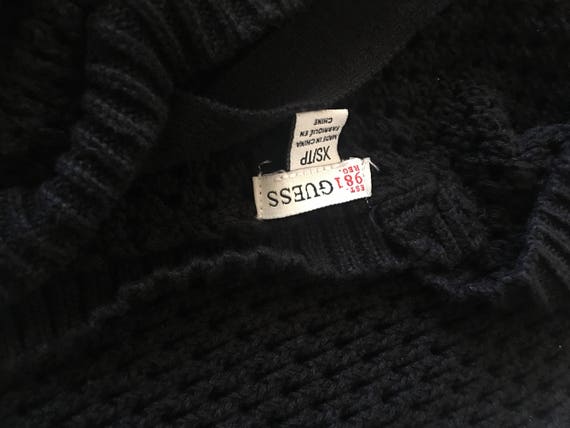 90s Guess V Neck Black Sweater // Size Extra Small - image 4