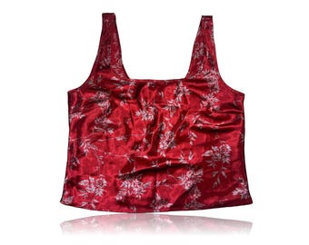 Top corto de satén con estampado floral rojo de Victoria's Secret (talla pequeña)