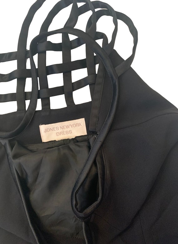 90s Black Caged Strappy Mini Dress // Jones New Y… - image 3