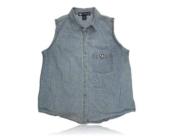 Regata jeans anos 90 com botões // Big Dogs // Tamanho Grande / XL
