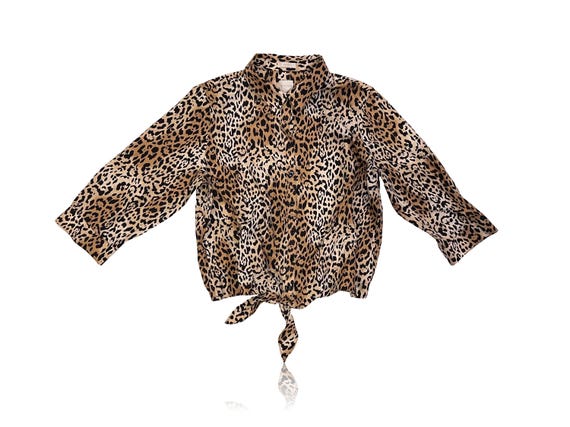 Leopard Top Front Tie Button Up Blouse // Chico’s… - image 1