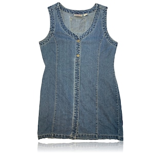 90s Vintage Denim Button Down Dress // Size Large // Bill Blass