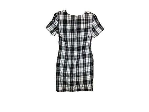 90s Black and White Plaid Bodycon Dress // My Mic… - image 2