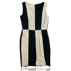 90s Black and White/Ivory Modern Grid Cocktail Dress // Above Knee // Carlisle Size 2 image 3