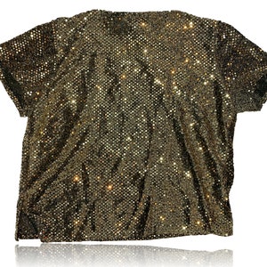 90s Black Sequin Top // Erena Petite // Size XL image 3