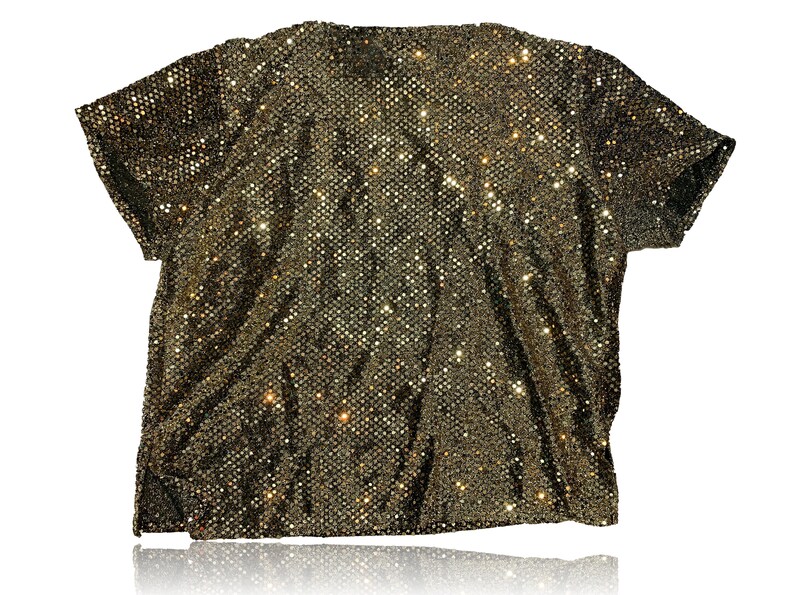 90s Black Sequin Top // Erena Petite // Size XL image 3