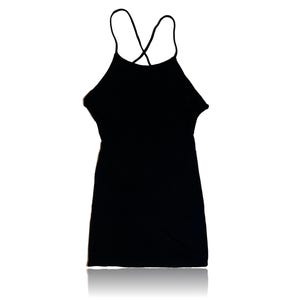 90s Backless Mini Dress// Criss Cross Halter //  size 5 // R- Wear Rampage