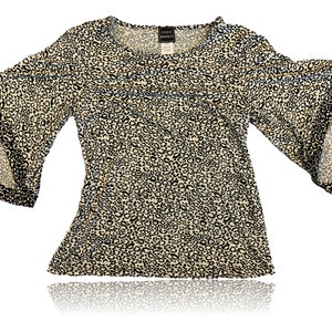 90s Leopard Bell Sleeves Top // Coco Bianco // Size Small image 1