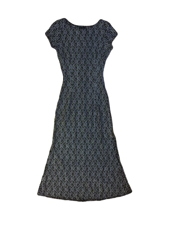 90s Daisy Lace Knit Maxi Dress, Semi-Transparent Black & White (Size Small)