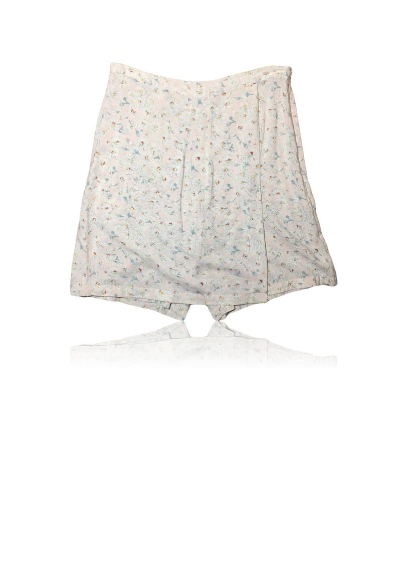 Pastel Pink White Daisy Floral High Waisted Skort Coldwater Creek Size Small