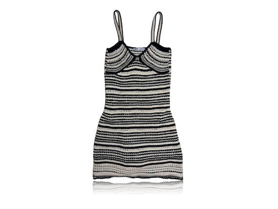 black and white striped mini dress Pramita Halterneck Plunge Backless Mini Dress in Black and Grey Stripe main image 0