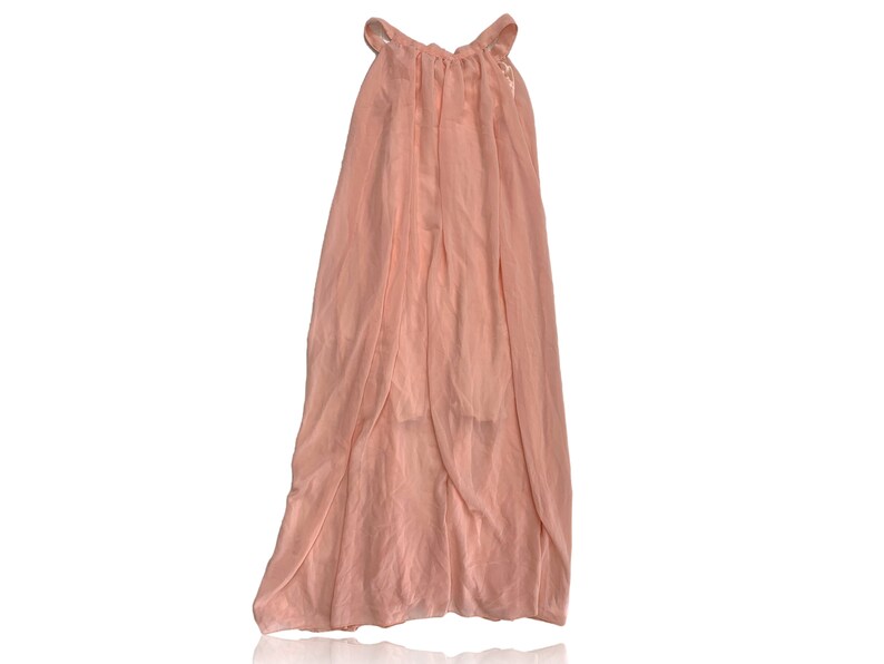 90s Peachy Pink Halter Swing Dress Midi // Flowy Dress // Size Medium image 2