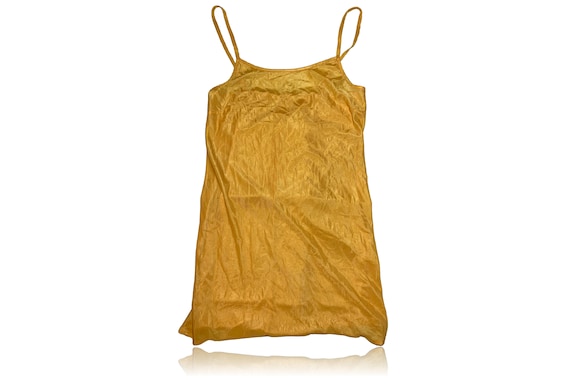 90s Golden Orange Transparent Mini Dress // Size … - image 1