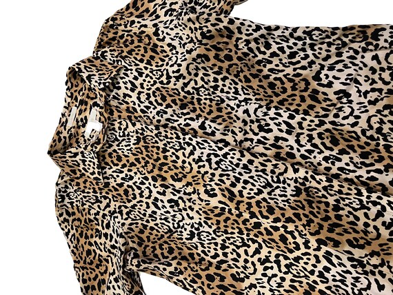 Leopard Top Front Button Up Tunic Blouse // Chico… - image 3