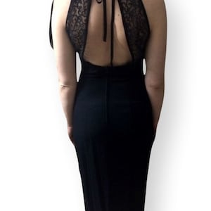 90s Vintage // Long Black Beaded Open Back Maxi Dress // Cocktail Dress // Size 7/8 //Scarlet