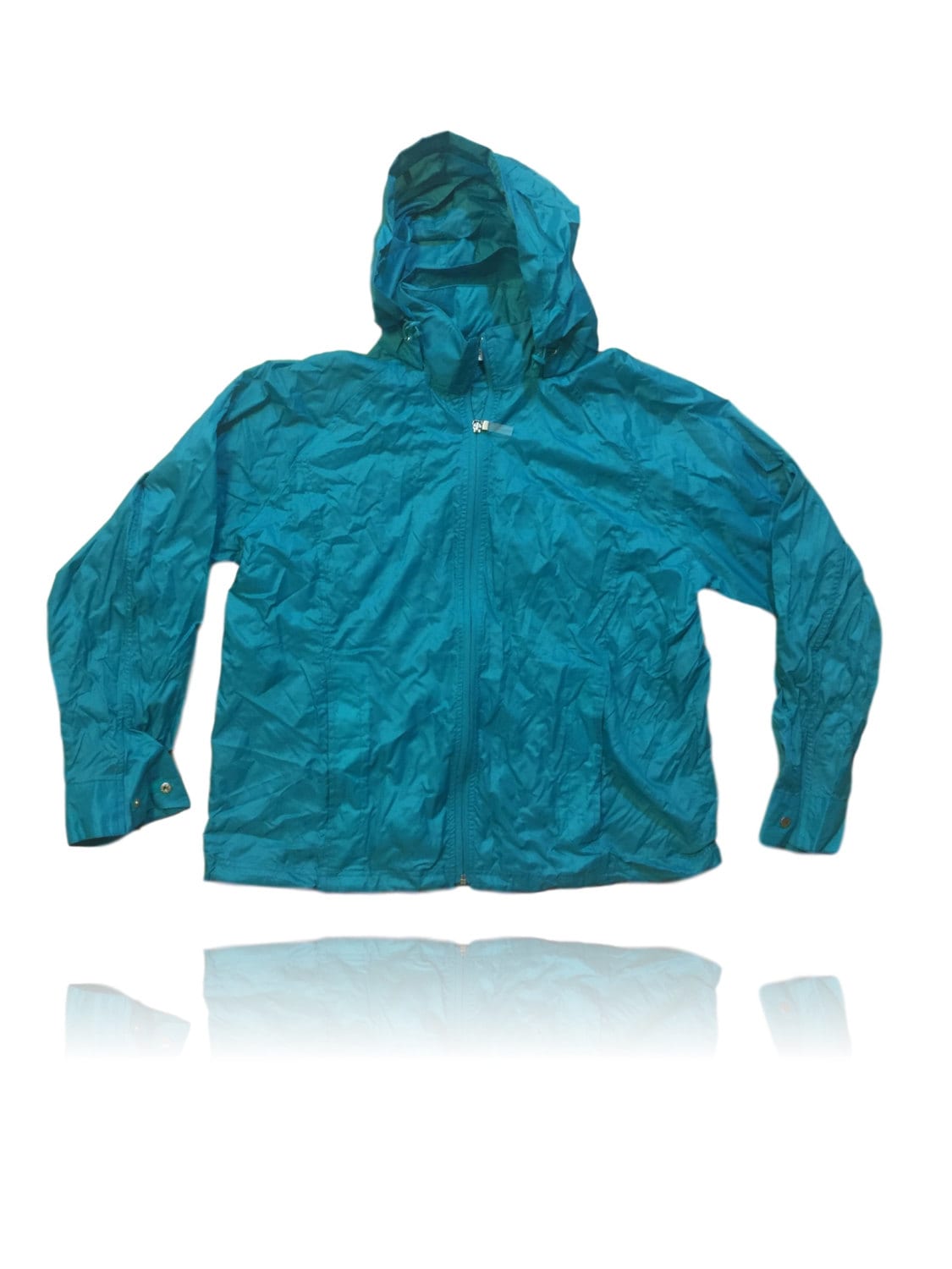 80s Vintage Retro Teal Windbreaker // Windham Harbor // Size Large