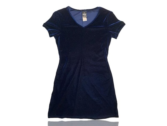 Blue velvet shift dress 2025