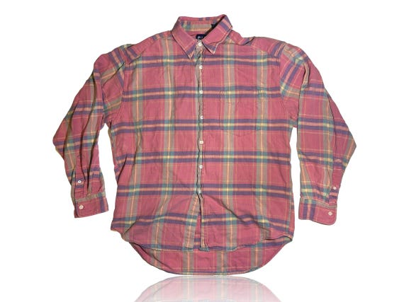 strapless open back dress Hisdern Men's Casual Warm Plaid Flannel Shirt Pink with Pocket M main image 0