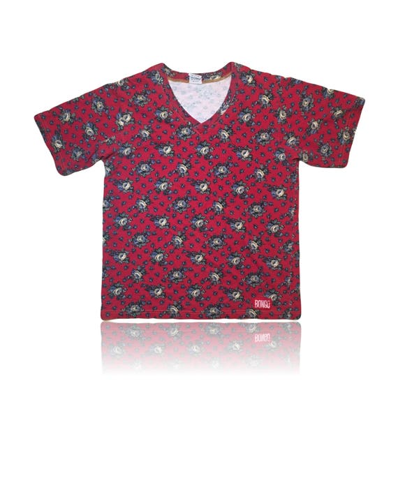 Bongo Vintage 90s Grunge Floral Top // Red Cream Floral