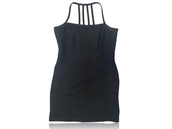 90s Black Caged Strappy Mini Dress // Jones New Y… - image 2