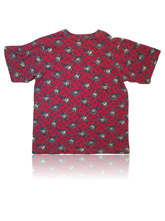 Bongo Vintage 90s Grunge Floral Top // Red Cream … - image 2