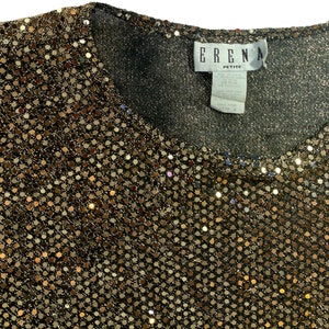 90s Black Sequin Top // Erena Petite // Size XL image 4