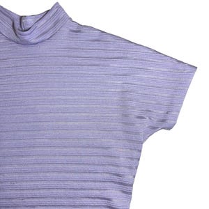 90s Lavender Textured Stripes Mock Neck Top // Size Large
