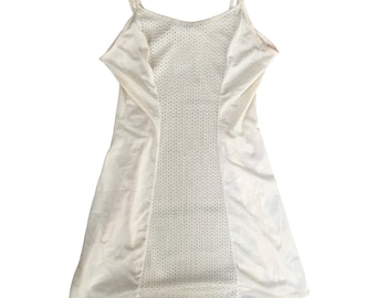 90s Vintage Cream Woven Look Paneled Front Nightie Nightgown // Undercover Wear // Size Large