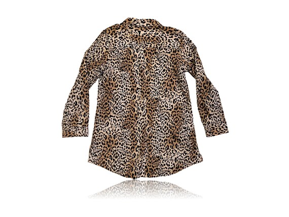 Leopard Top Front Button Up Tunic Blouse // Chico… - image 2