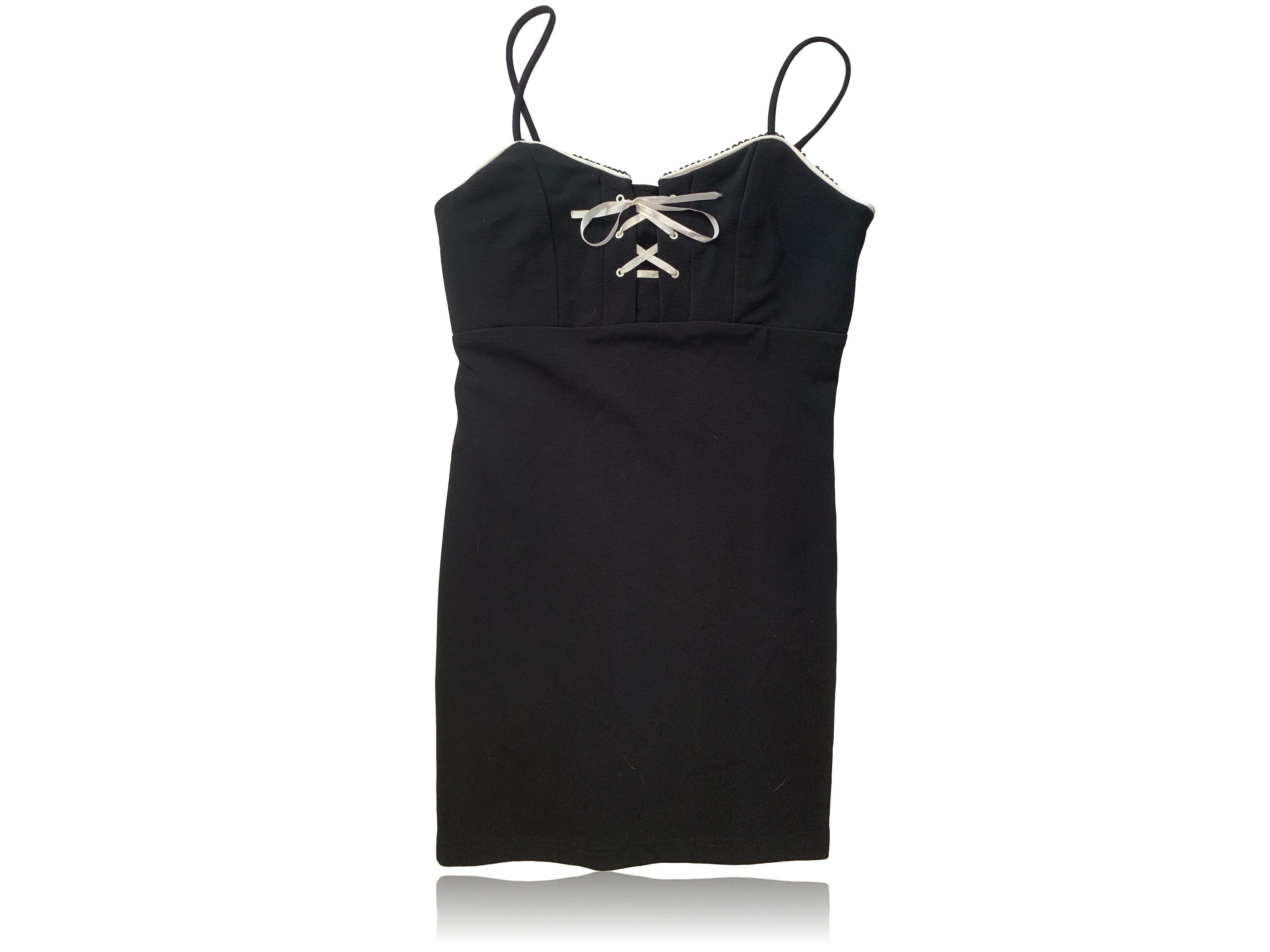 Black Bodycon White Lace Front Mini Dress // Eye Candy //