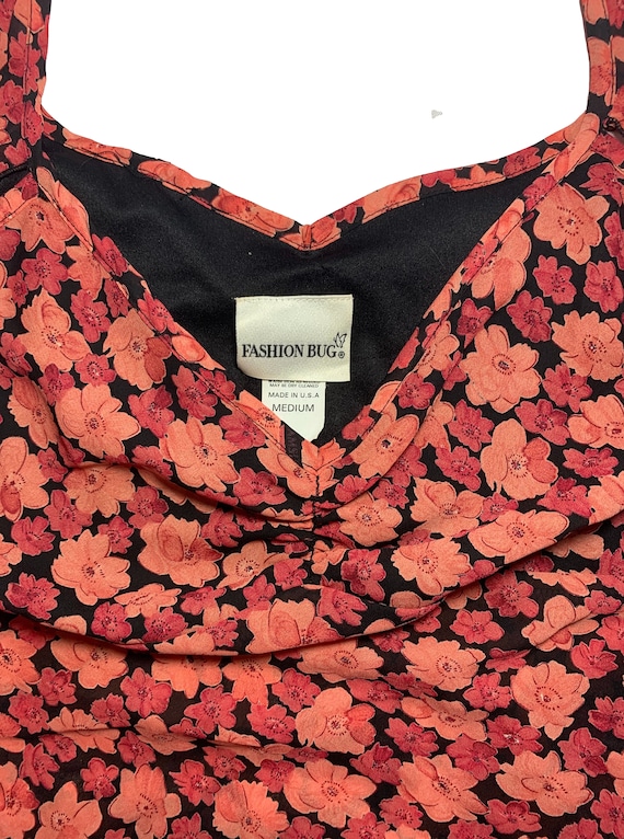 90s Floral Chiffon Flowy Sleeve Top // Peach and … - image 2