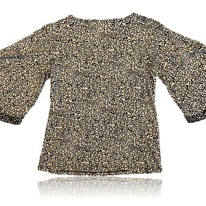 90s Leopard Bell Sleeves Top // Coco Bianco // Size Small image 2