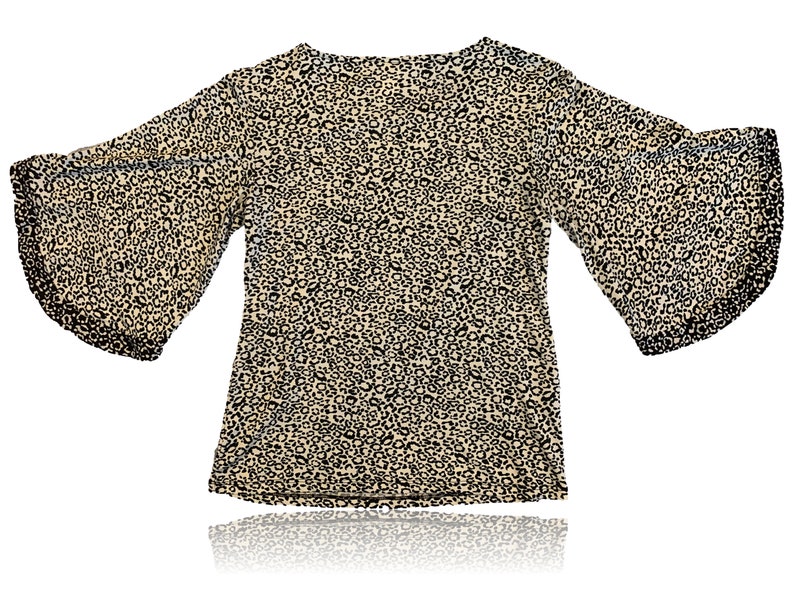 90s Leopard Bell Sleeves Top // Coco Bianco // Size Small image 2