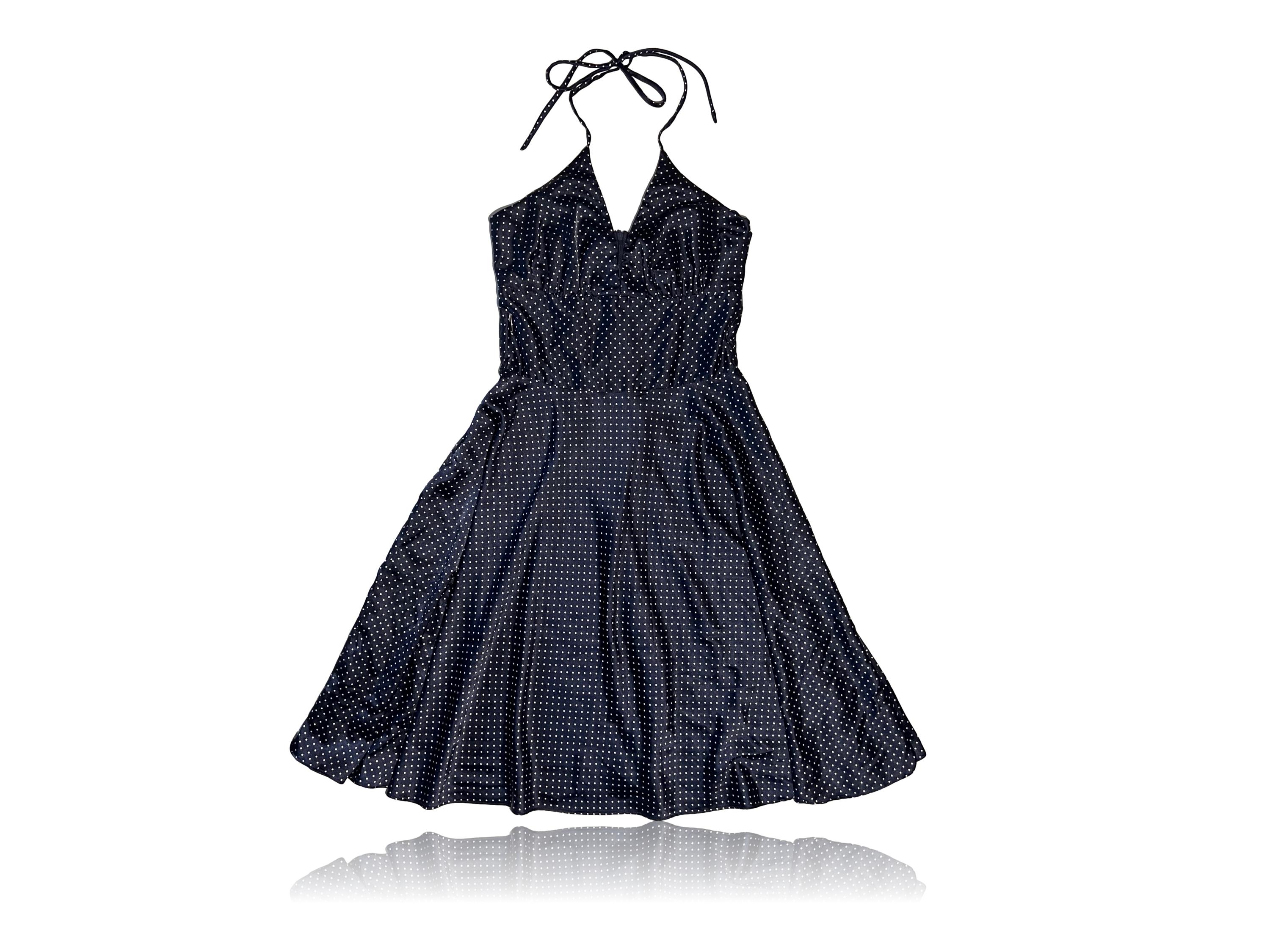 90s Satin Polka Dot Halter Dress, Alyn Paige New York (Size 9/10)