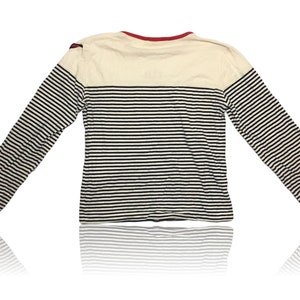 Tommy Hilfiger Striped Long Sleeve Top // Cream and Navy Striped // Size Small image 2