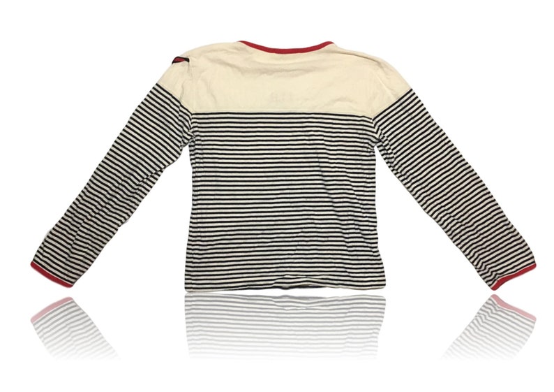 Tommy Hilfiger Striped Long Sleeve Top // Cream and Navy Striped // Size Small image 2