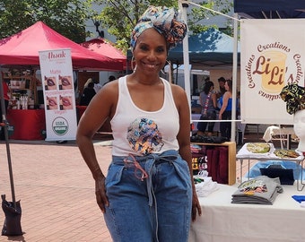 Goddess Racerback African Graphic Tank for Women - Cultural Handmade Shirt