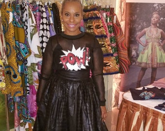 High Waist Cotton Midi Skirt: Camouflage Print Bell Skirt