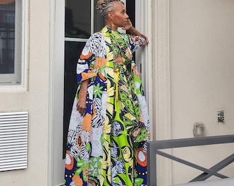 Elegant African Wax Print Kimono: Bridal Harusi Duster Robe