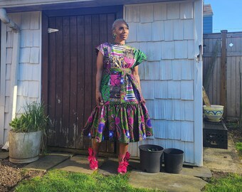 Funika Dress, African Print Dress, African Print Kimono, African Dress for Women, Plus Size African Print Dress, AKA