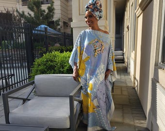 Sequin Afro-Girl Kaftan Dress – Luxury Vacation Gift, Handmade Plus Size Ankara