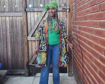 African Print Kimono Jacket: Handmade Afrocentric Boho Style