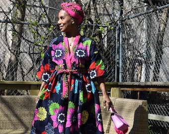 African Print Kimono Belt: 2.5-inch Wide, 90-inch Length