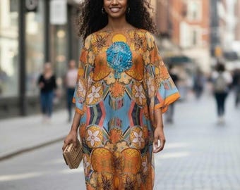 Sequin Afro-Girl Kaftan Dress – Luxury Vacation Gift, Handmade One Size Fits Most Kaftan Dress