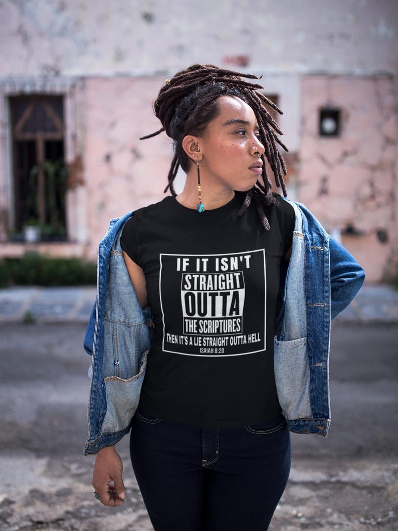 Straight Outta Faith T-Shirt, Christian Streetstyle, Isaiah 8:20 image 7