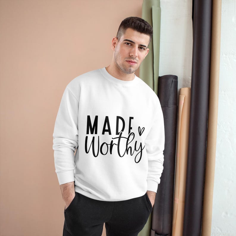 Made Worthy Champion Sweatshirt Inspirational Gift for Women, Cozy